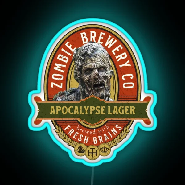 Zombie Apocalypse Beer Label Halloween Zombie Brewery Co RGB Neon Sign