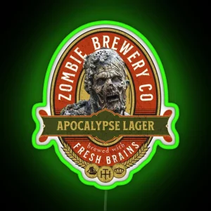 Zombie Apocalypse Beer Label Halloween Zombie Brewery Co RGB Neon Sign