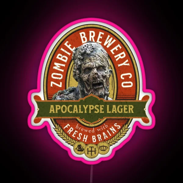 Zombie Apocalypse Beer Label Halloween Zombie Brewery Co RGB Neon Sign