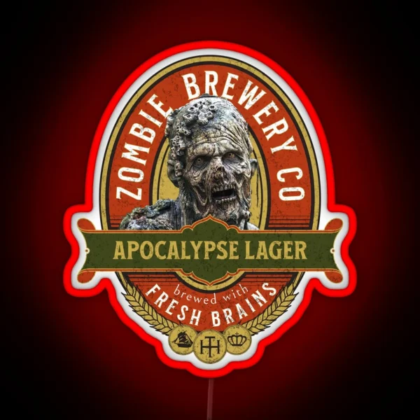 Zombie Apocalypse Beer Label Halloween Zombie Brewery Co RGB Neon Sign