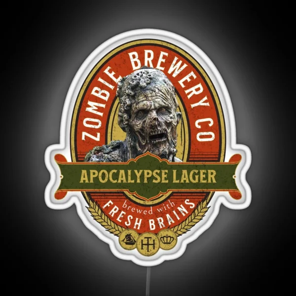 Zombie Apocalypse Beer Label Halloween Zombie Brewery Co RGB Neon Sign