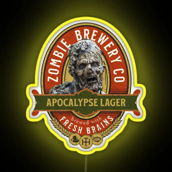 Zombie Apocalypse Beer Label Halloween Zombie Brewery Co RGB Neon Sign