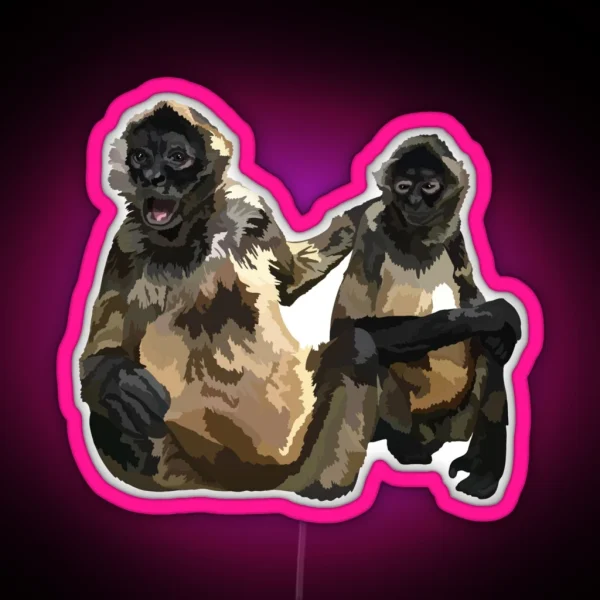 B Is For Black Handed Spider Monkey RGB Neon Sign