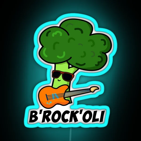 B Rock Oli Funny Rocker Broccoli Puns RGB Neon Sign