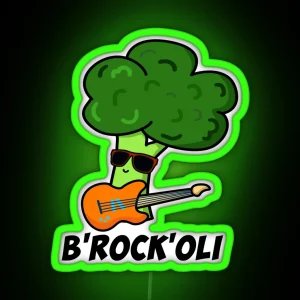 B Rock Oli Funny Rocker Broccoli Puns RGB Neon Sign