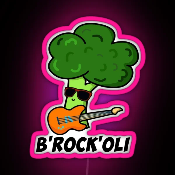 B Rock Oli Funny Rocker Broccoli Puns RGB Neon Sign