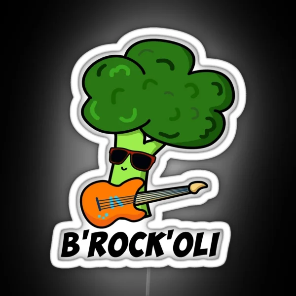 B Rock Oli Funny Rocker Broccoli Puns RGB Neon Sign