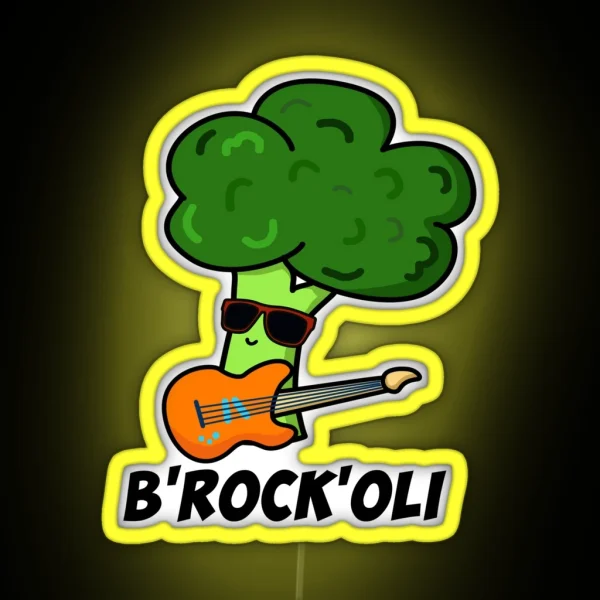 B Rock Oli Funny Rocker Broccoli Puns RGB Neon Sign