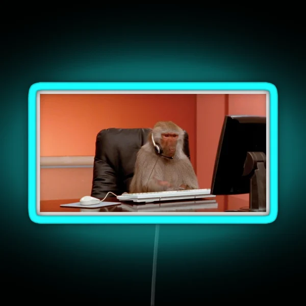 Baboon At Work RGB Neon Sign