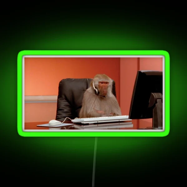 Baboon At Work RGB Neon Sign