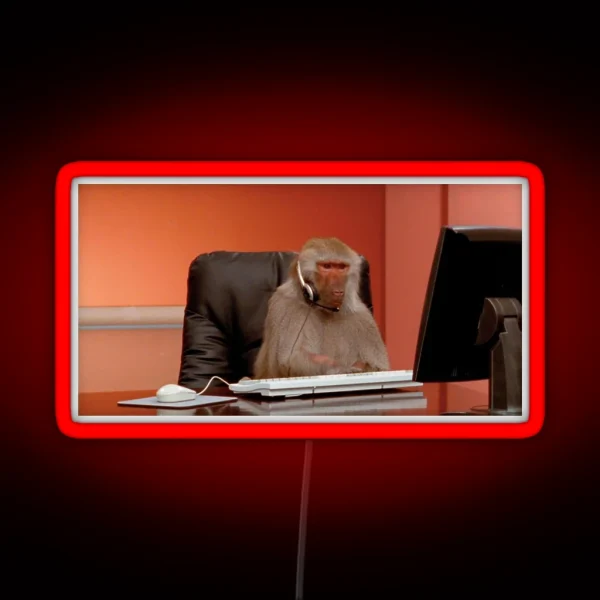 Baboon At Work RGB Neon Sign