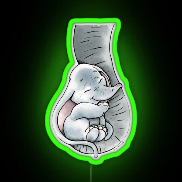 Baby Elephant With His Mother RGB Neon Sign