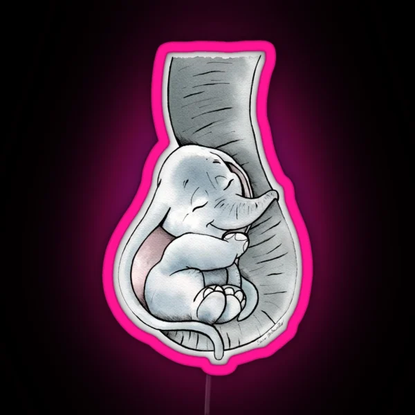 Baby Elephant With His Mother RGB Neon Sign