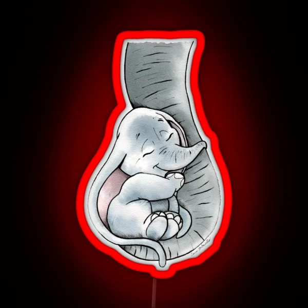 Baby Elephant With His Mother RGB Neon Sign