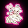Baby Teddy Bear And Lamb Vintage Animal Illustration RGB Neon Sign - Image 6