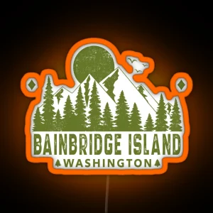 Bainbridge Island Washington Mountain Sight RGB Neon Sign
