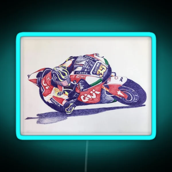 Ballpoint Sketching Painting Motogp 35 Cal Crutchlow RGB Neon Sign
