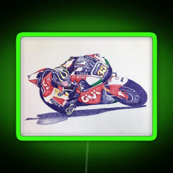 Ballpoint Sketching Painting Motogp 35 Cal Crutchlow RGB Neon Sign