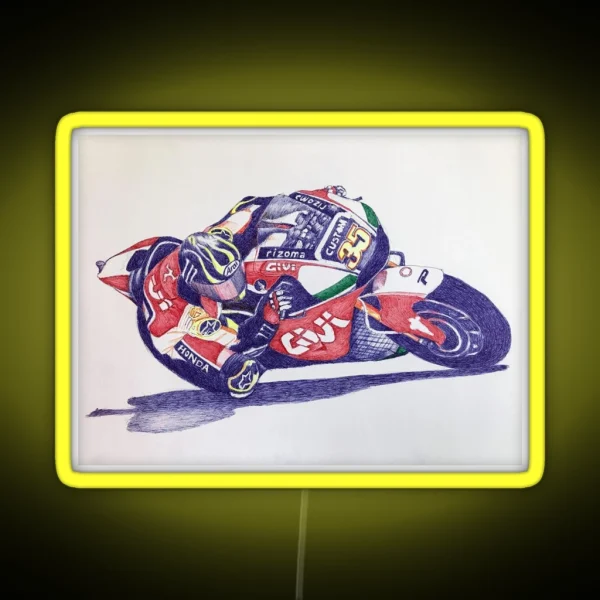 Ballpoint Sketching Painting Motogp 35 Cal Crutchlow RGB Neon Sign