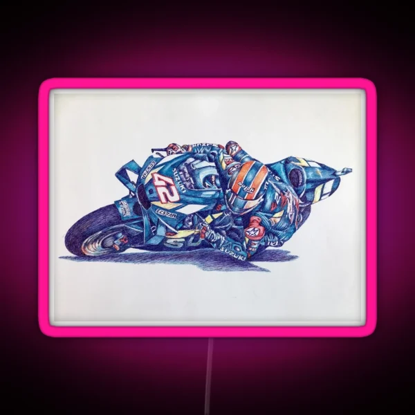 Ballpoint Sketching Painting Motogp 42 Alex Rins RGB Neon Sign