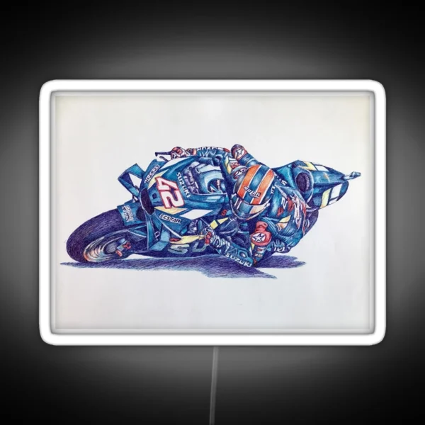 Ballpoint Sketching Painting Motogp 42 Alex Rins RGB Neon Sign