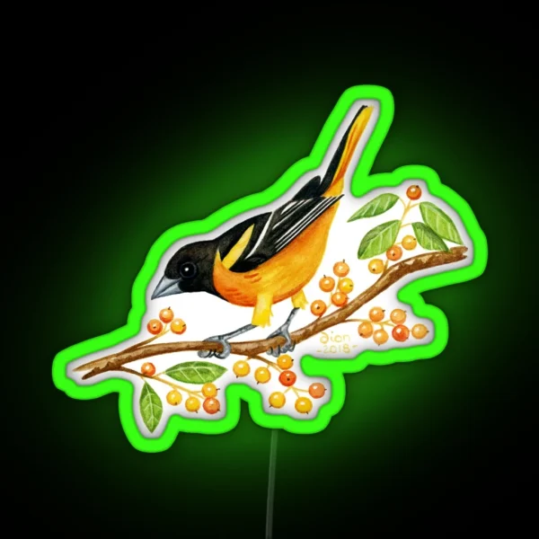 Baltimore Oriole RGB Neon Sign
