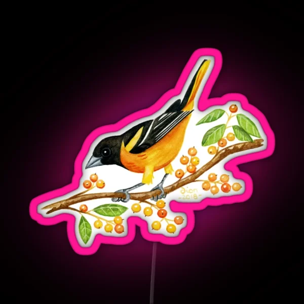 Baltimore Oriole RGB Neon Sign