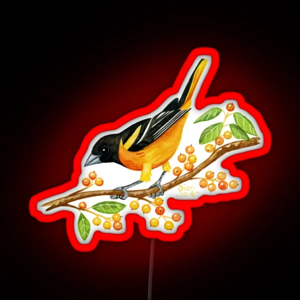 Baltimore Oriole RGB Neon Sign