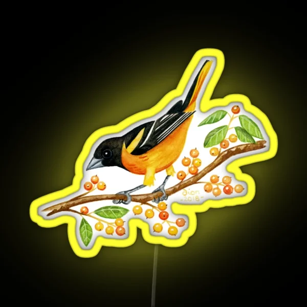 Baltimore Oriole RGB Neon Sign