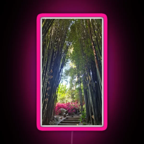 BAMBOO GARDEN PATH WALKWAY BAMBOO FLOWERS RGB Neon Sign