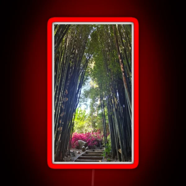 BAMBOO GARDEN PATH WALKWAY BAMBOO FLOWERS RGB Neon Sign