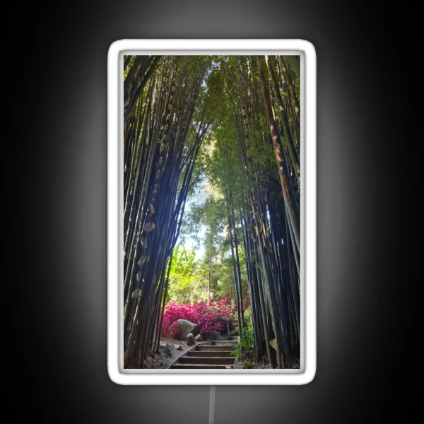 BAMBOO GARDEN PATH WALKWAY BAMBOO FLOWERS RGB Neon Sign