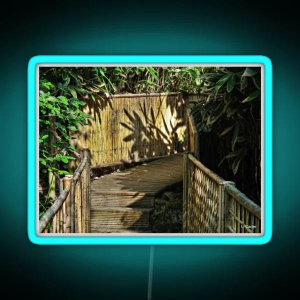 Bamboo Walkway At Abbotsbury Gardens Dorset UK RGB Neon Sign