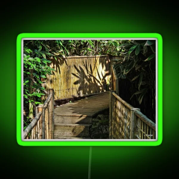 Bamboo Walkway At Abbotsbury Gardens Dorset UK RGB Neon Sign