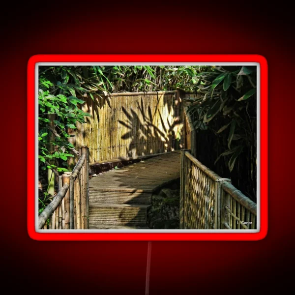 Bamboo Walkway At Abbotsbury Gardens Dorset UK RGB Neon Sign