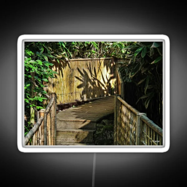 Bamboo Walkway At Abbotsbury Gardens Dorset UK RGB Neon Sign