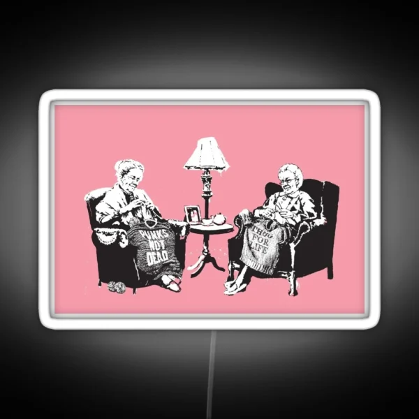 Banksy Grannies Knitting Pullovers Stencil Graphic RGB Neon Sign