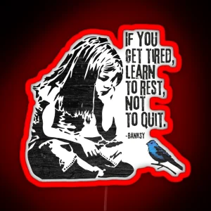 Banksy Inspired Girl Sitting Looking At A Blue Bird RGB Neon Sign