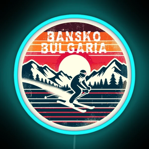 Bansko Bulgaria Ski Vintage Sunset RGB Neon Sign