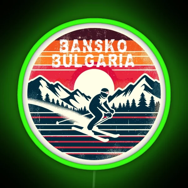 Bansko Bulgaria Ski Vintage Sunset RGB Neon Sign