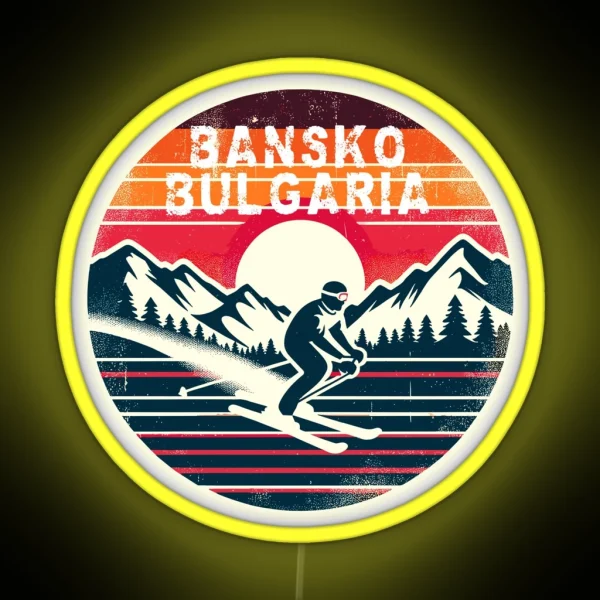 Bansko Bulgaria Ski Vintage Sunset RGB Neon Sign