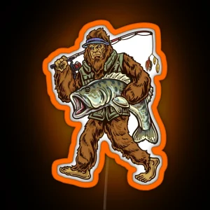 Bass Fishing Bigfoot Hunter Fisherman Gift RGB Neon Sign