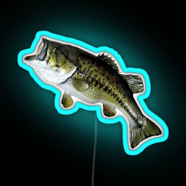 Bass Fishing Real Largemouth Bass Fish High RGB Neon Sign