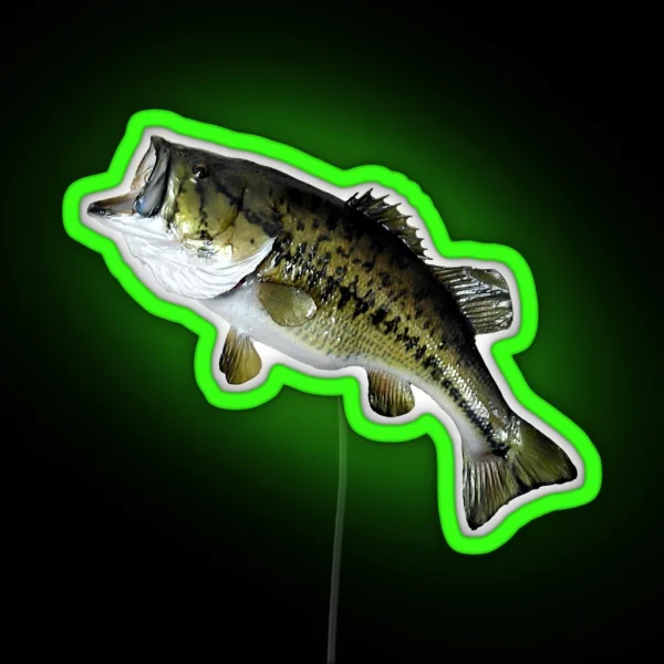 Bass Fishing Real Largemouth Bass Fish High RGB Neon Sign