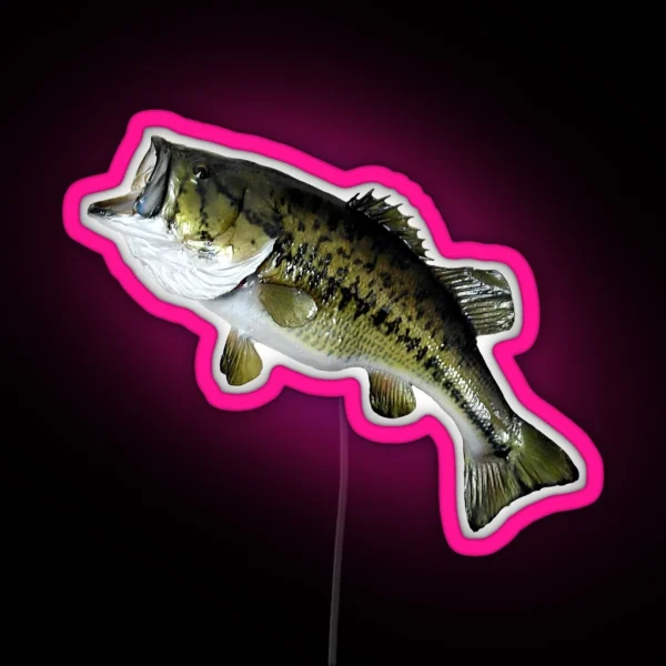 Bass Fishing Real Largemouth Bass Fish High RGB Neon Sign