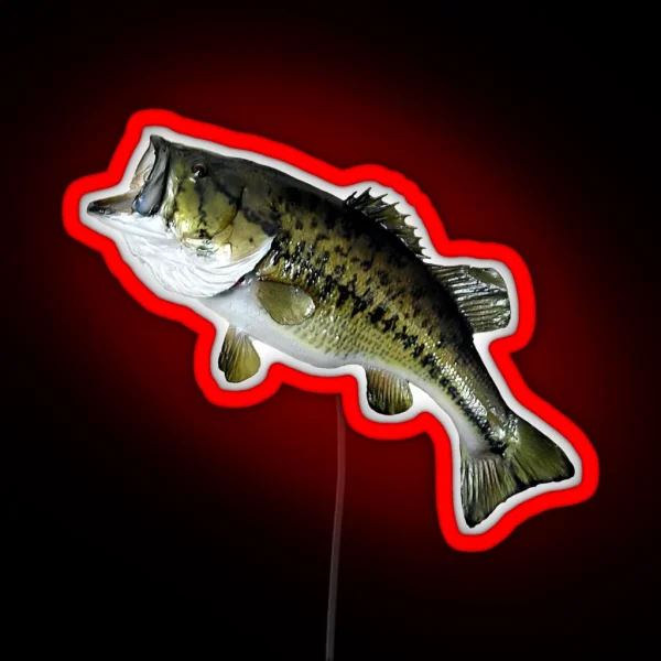 Bass Fishing Real Largemouth Bass Fish High RGB Neon Sign