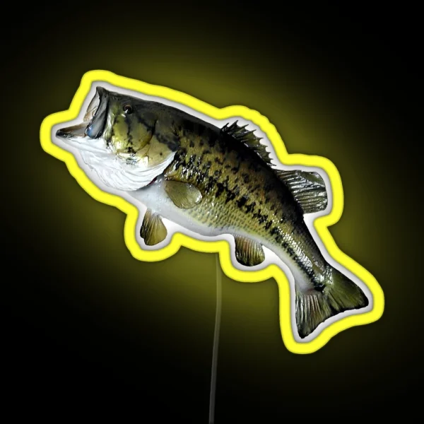 Bass Fishing Real Largemouth Bass Fish High RGB Neon Sign
