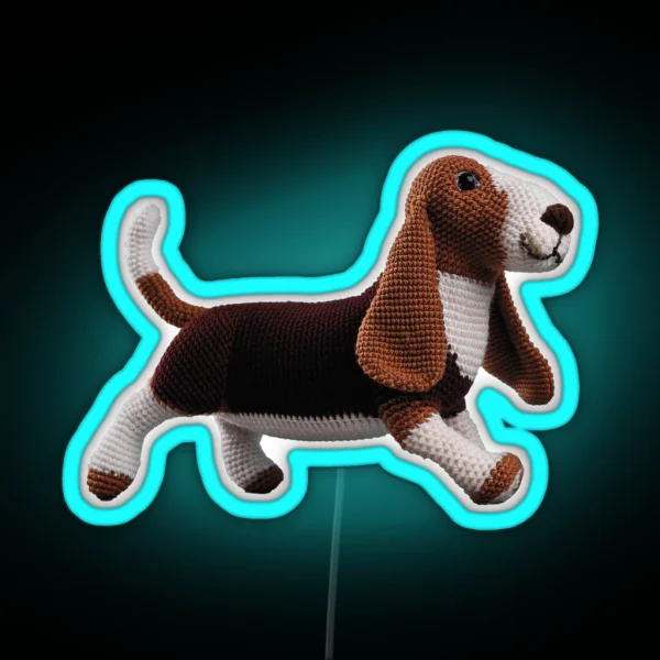 Basset Hound AMIGURUMI RGB Neon Sign