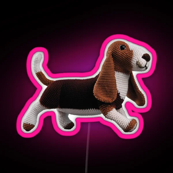 Basset Hound AMIGURUMI RGB Neon Sign