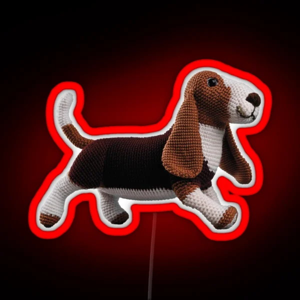 Basset Hound AMIGURUMI RGB Neon Sign